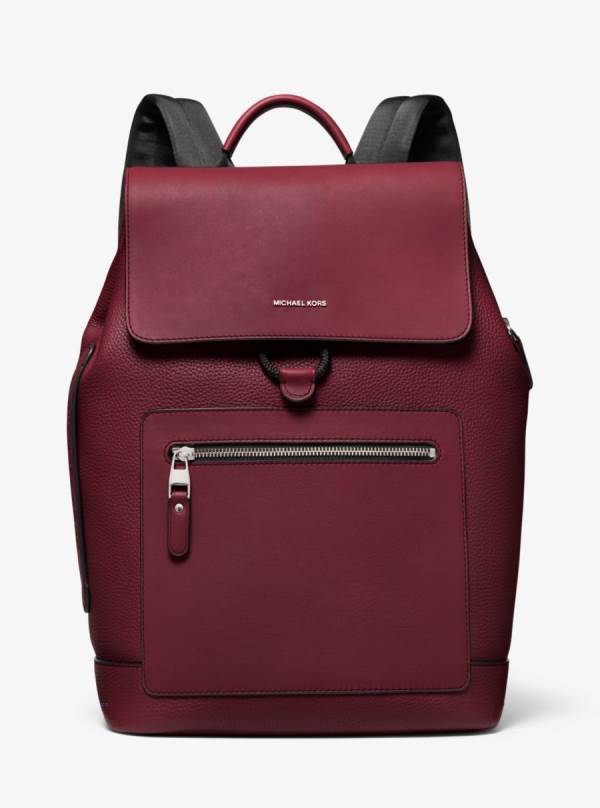 Panske Batohy Michael Kors Hudson Pebbled Leather Bordove - Tasky Michael Kors Nejlevnejsi | CBXUA-5786